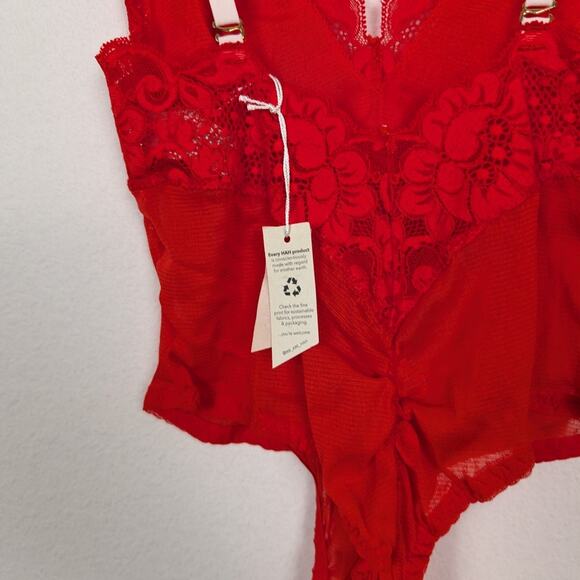 NWT We Are HAH Hot As Hell Red Lace Bodysuit Size S - Picture 9 of 9